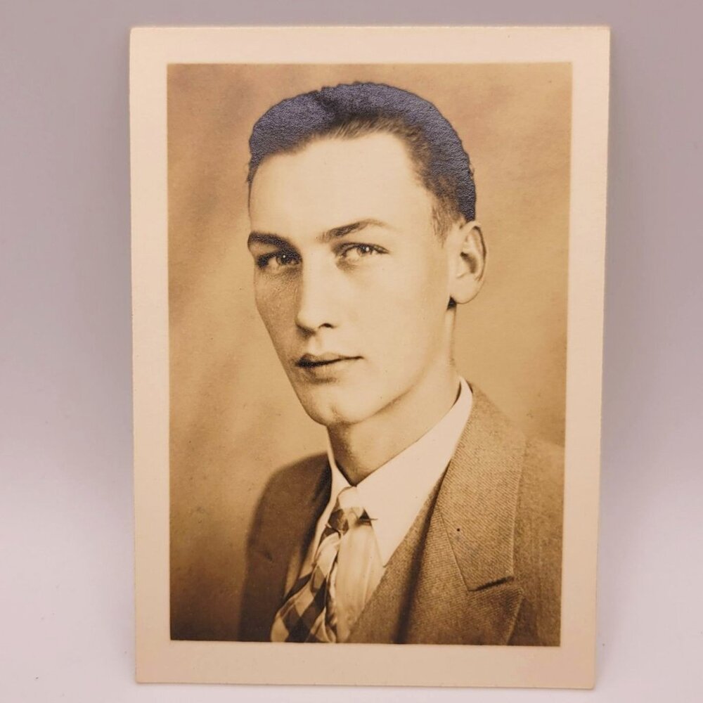 Vintage 1943 Portrait Photograph Donald Carlson‎ Signed Original Black White